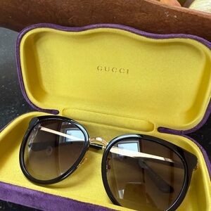 Gucci Black Sunglasses with Gold Accents